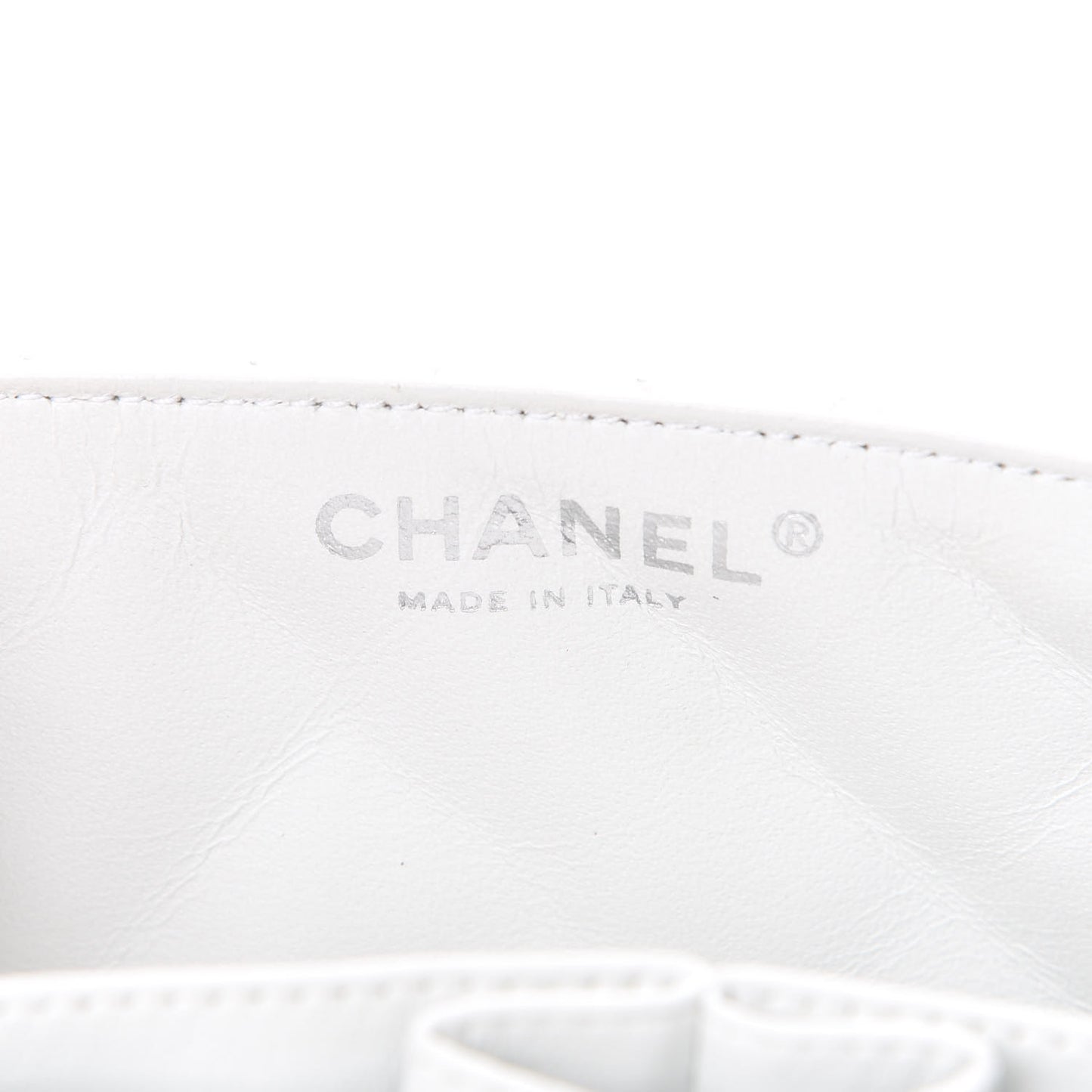 Caviar Quilted East West Flap Bijoux Chain White