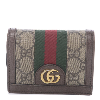 Gucci GG Supreme Monogram Web Ophidia Card Case Beige New Acero 1 of 9