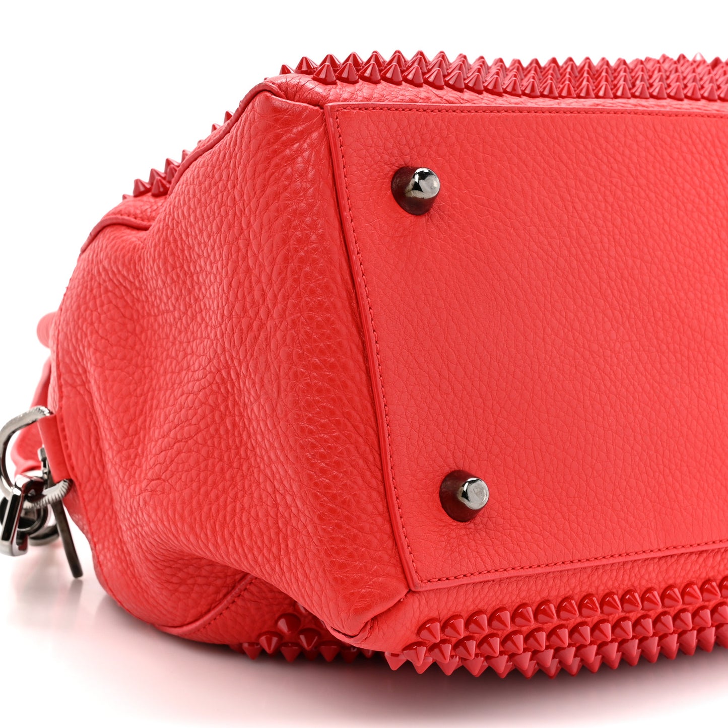 Grained Calfskin Studded Panettone Bowling Bag Rouge De Mars
