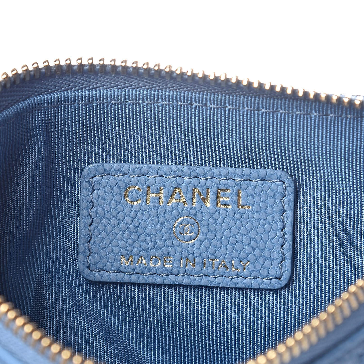 Chanel Caviar Flat Chevron Quilted Small Cosmetic Case Blue 6 of 7
