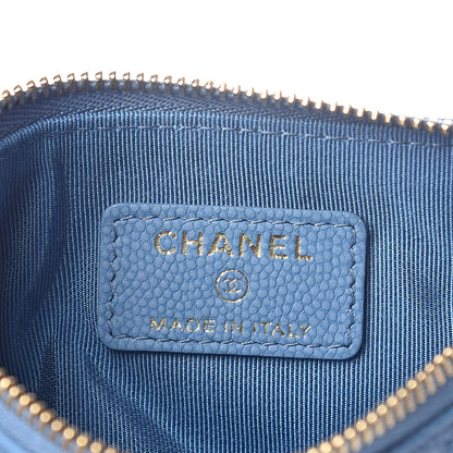 Chanel Caviar Flat Chevron Quilted Small Cosmetic Case Blue 6 of 7