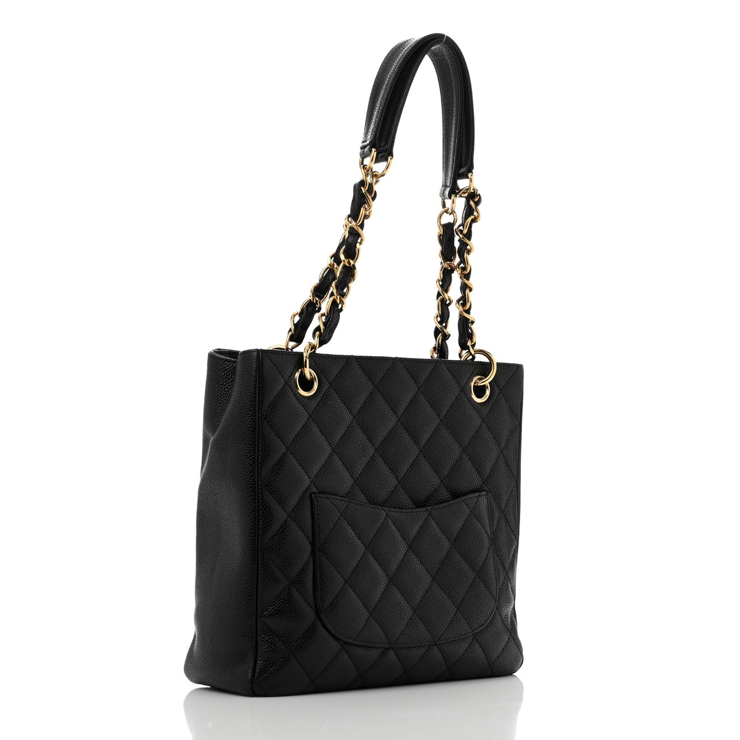 Caviar Quilted Petit Shopping Tote PST Black