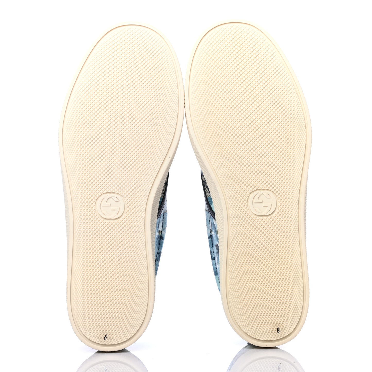 GG Supreme Monogram Blooms Mens Dublin Slip On Sneakers 6 Beige Blue Navy