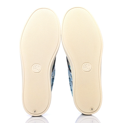 Gucci GG Supreme Monogram Blooms Mens Dublin Slip On Sneakers 6 Beige Blue Navy 5 of 8