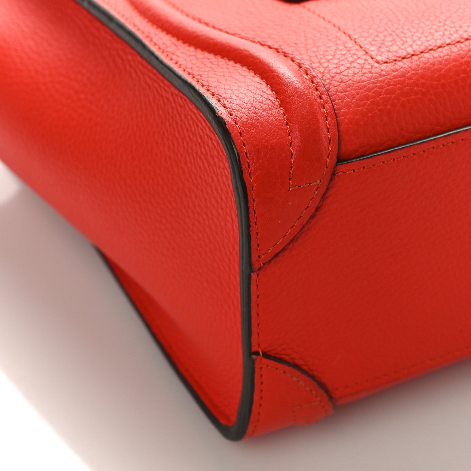 Celine Drummed Calfskin Nano Luggage Vermillion 6 of 11