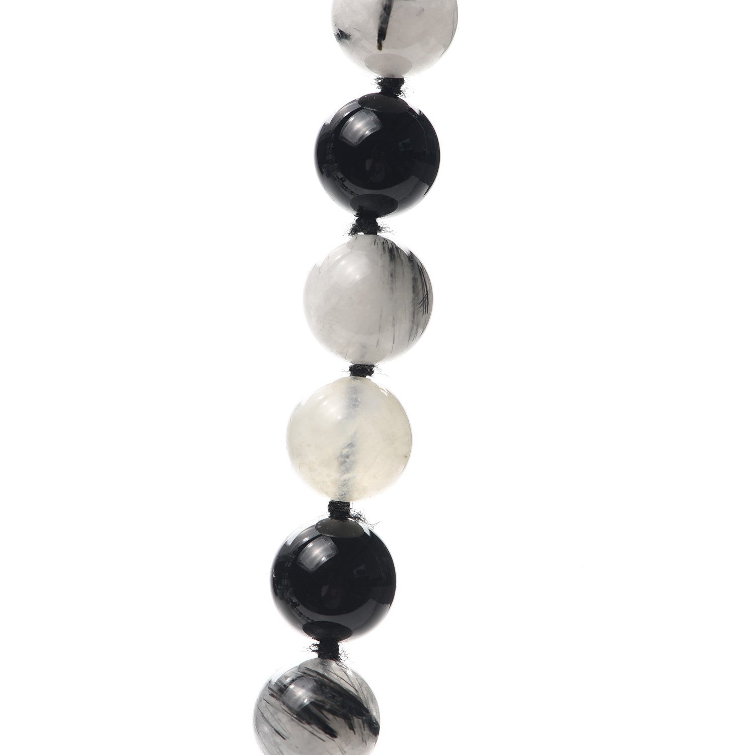 Tiffany Sterling Silver Black Onyx Tourmalinated Quartz Moonstone Bead Necklace 7 of 8