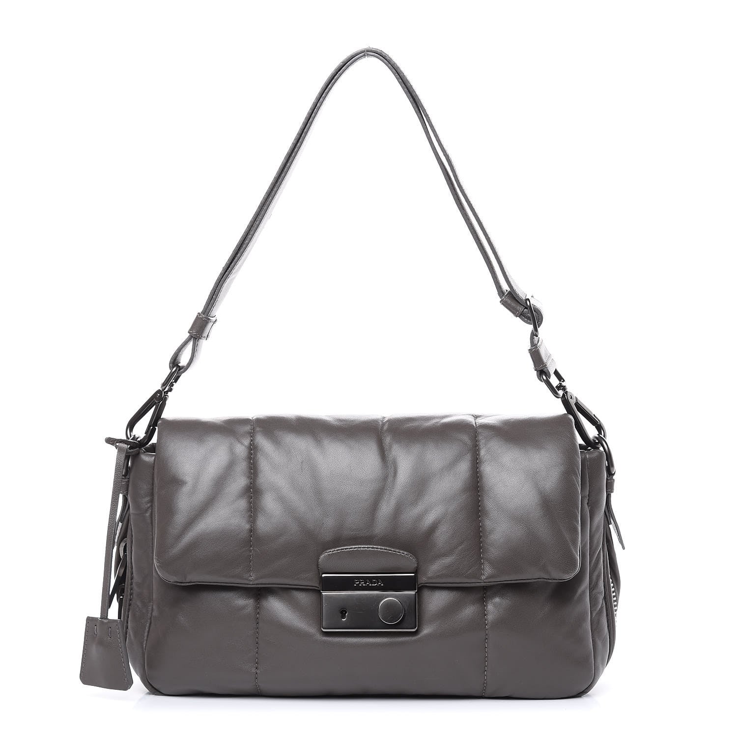 Prada Nappa Bomber Sound Flap Shoulder Bag Ardesia 1 of 11