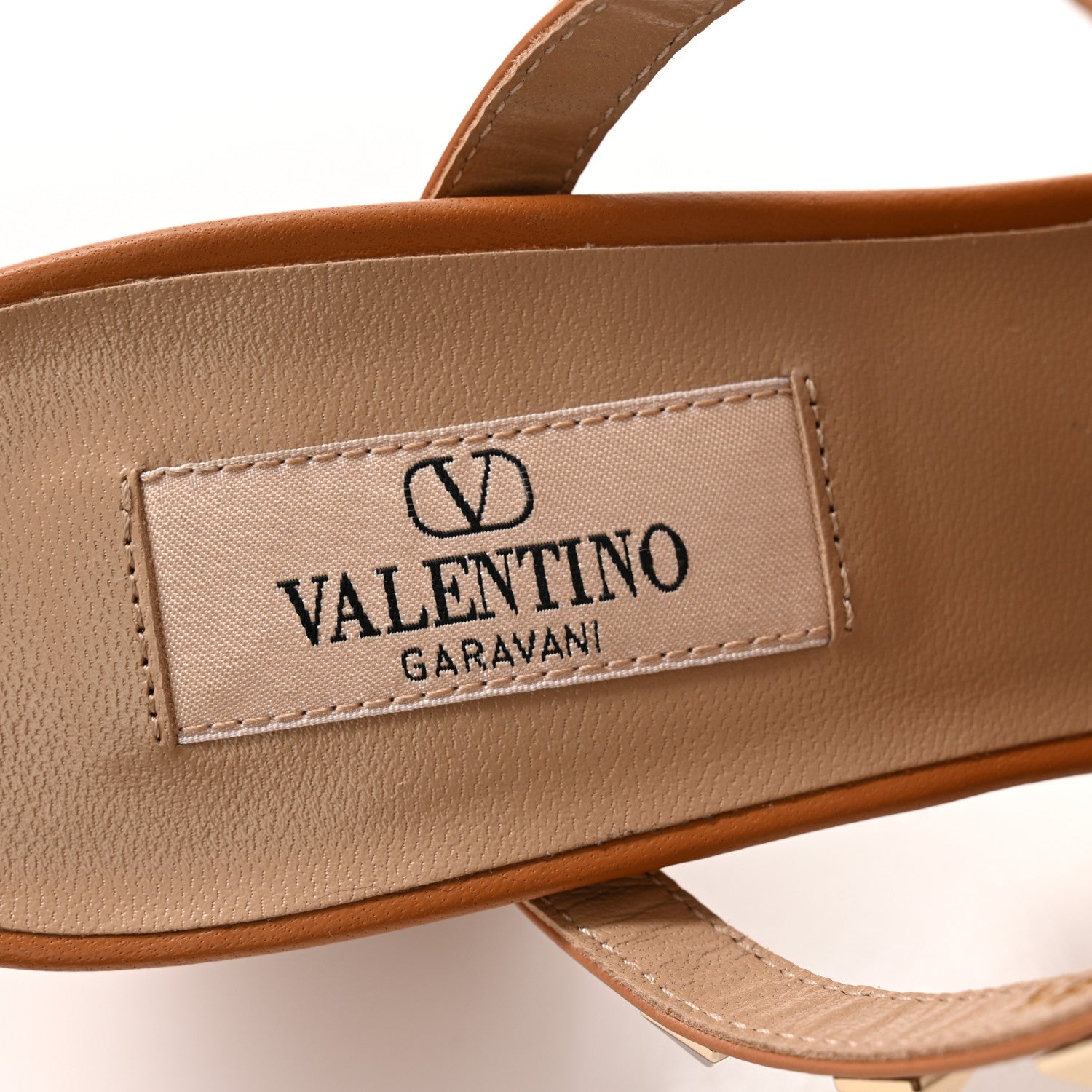 Valentino Garavani Calfskin Nappa Rockstud 60mm Caged Slide Sandals 38.5 Almond Beige 6 of 9