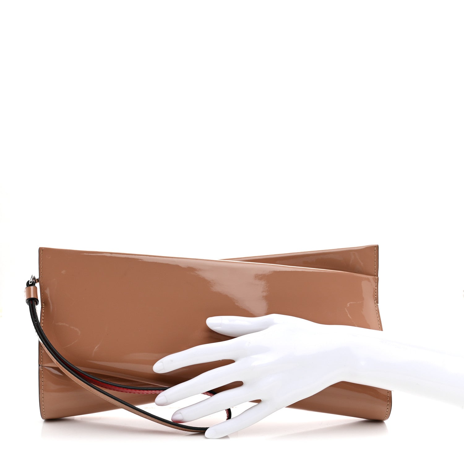 Christian Louboutin Patent Loubi Twist Zip Clutch Bag Nude 1871216