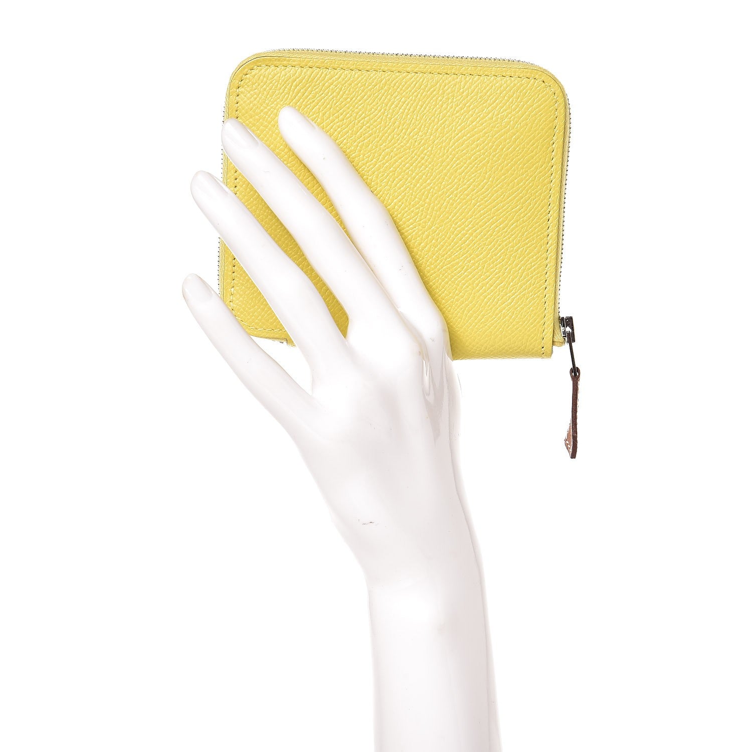 Hermes Epsom Silk'In Compact Wallet Lime Fauve Black 2 of 8