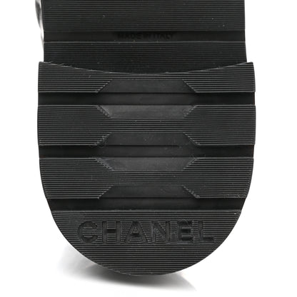 Chanel Shiny Goatskin Calfskin Quilted Lace Up Combat Boots 39 Black 8 of 9