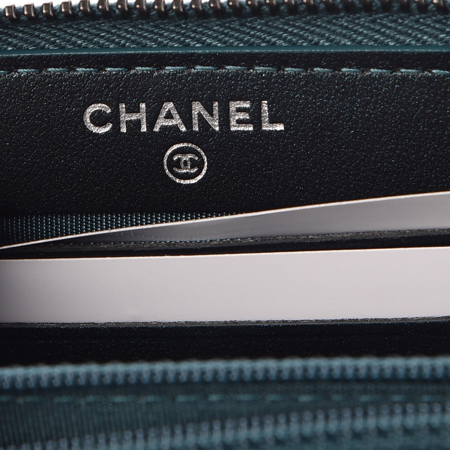 Iridescent Caviar Quilted Medium Filigree Zip Around Wallet Dark Turquoise