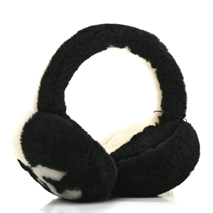 Chanel Shearling CC Bi-Color Ear Muffs White Black 3 of 5