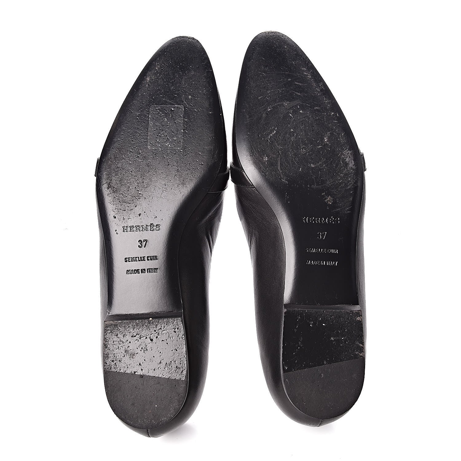 Hermes Calfskin Pegase Ballerina Flats 37 Black 7 of 10