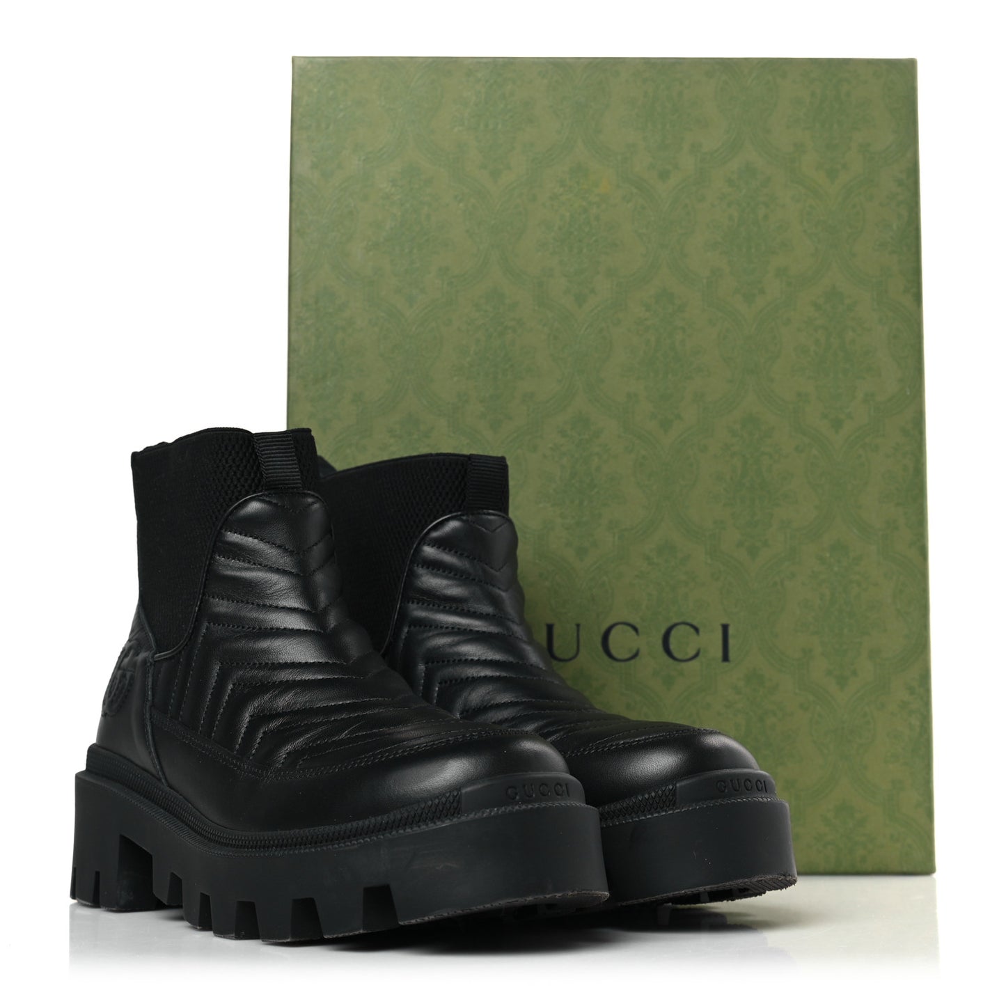 Calfskin Nappa Matelasse Frances Chelsea Boots 36 Black