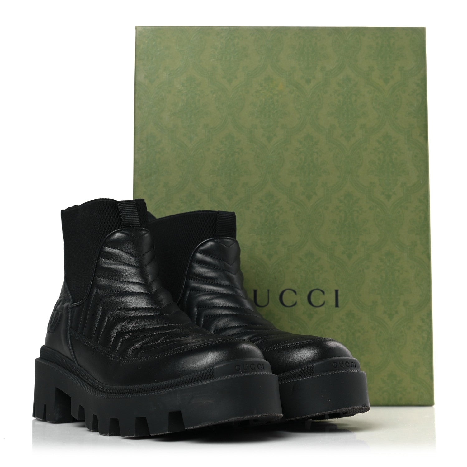Gucci Calfskin Nappa Matelasse Frances Chelsea Boots 36 Black 9 of 9