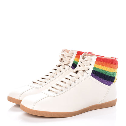 Gucci Calfskin Mens Bambi Rainbow High Top Sneakers 11 Mystic White 3 of 9