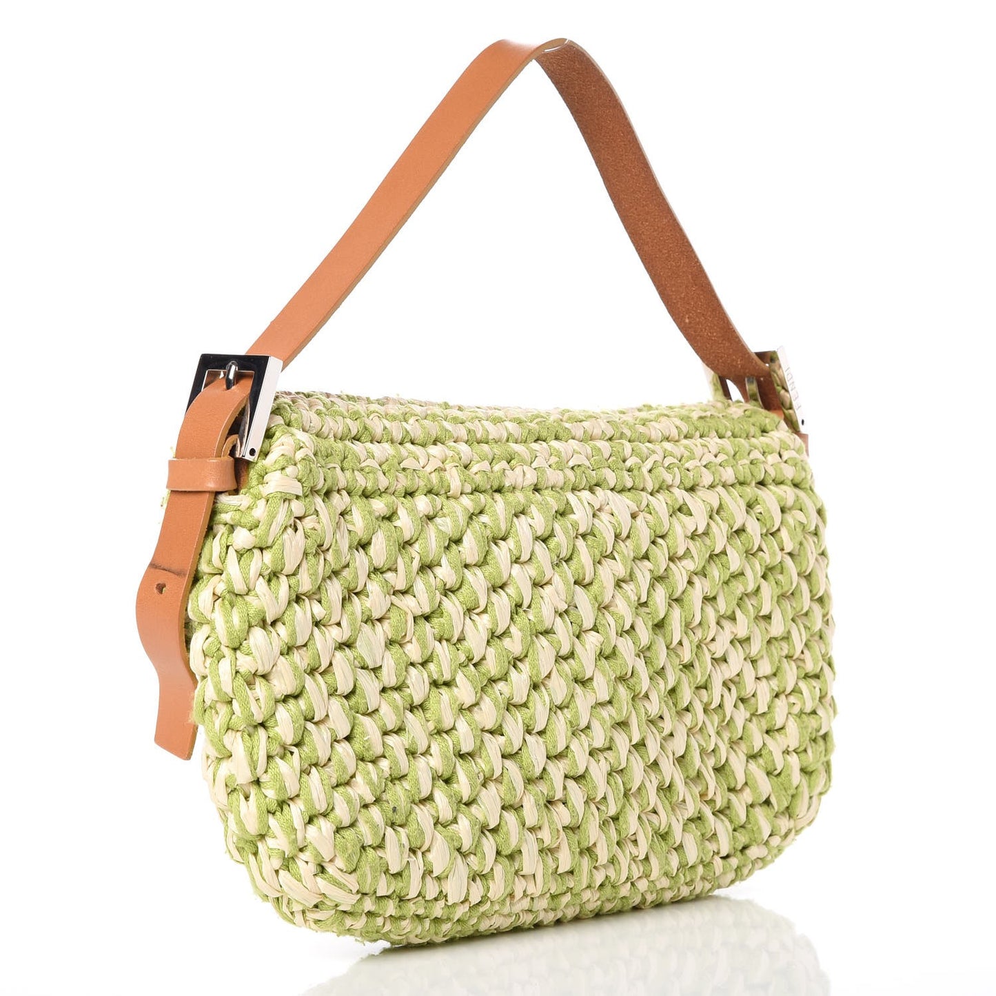 Woven Straw Baguette Green