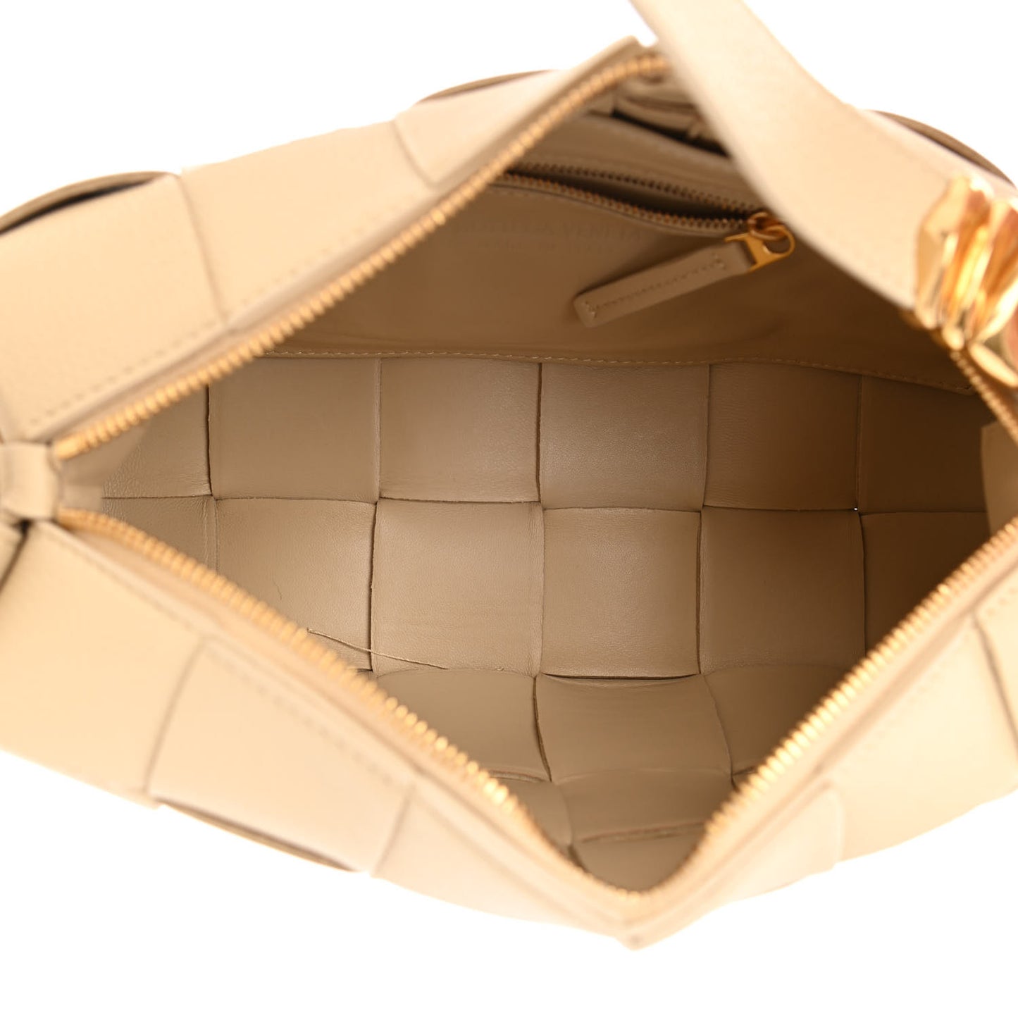 Grained Calfskin Maxi Intrecciato Cassette Crossbody Bag Porridge