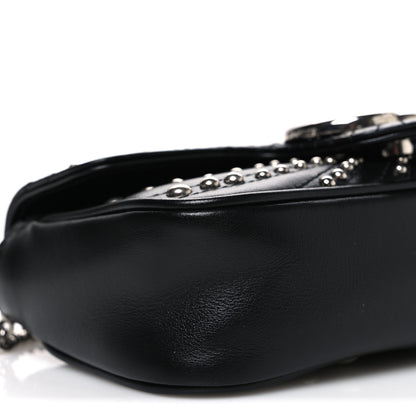 Gucci Calfskin Matelasse Studded Super Mini GG Marmont Shoulder Bag Black 9 of 10