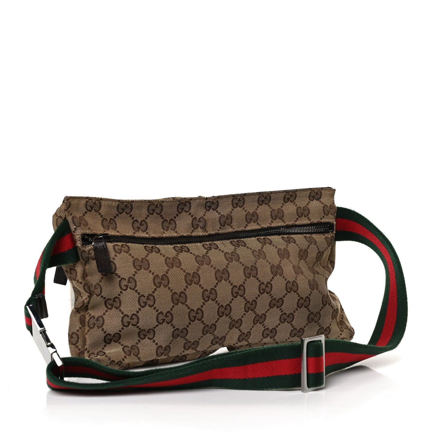 GG Monogram Web Double Pocket Belt Bag Dark Brown