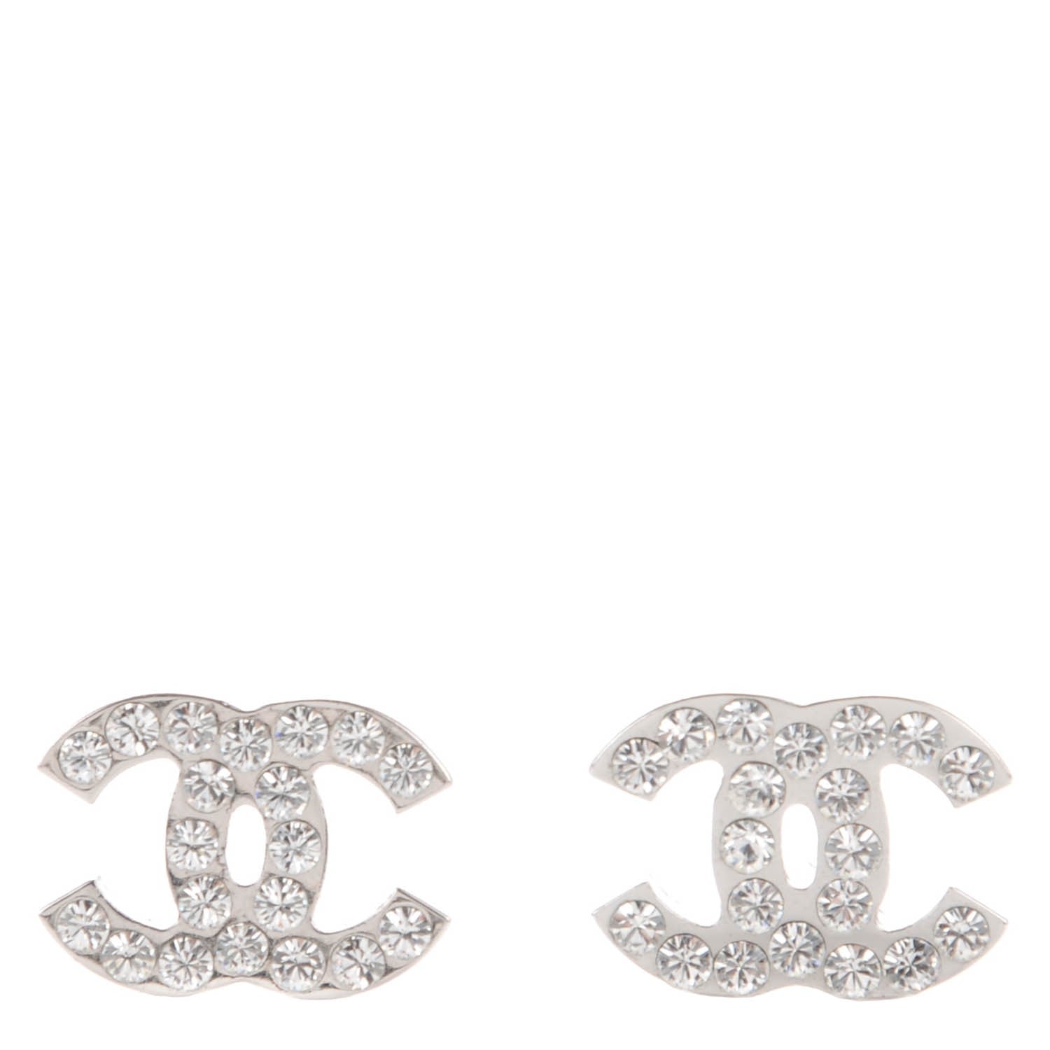 Chanel Crystal CC Earrings Silver 1 of 4