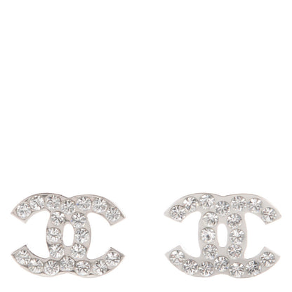 Chanel Crystal CC Earrings Silver 1 of 4