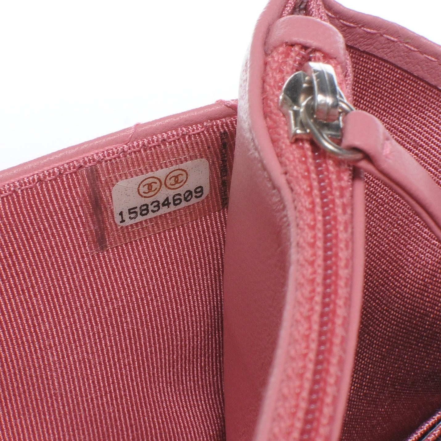 Lambskin Quilted Wallet On Chain Pink