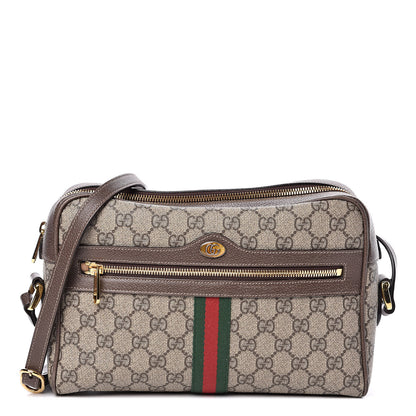 Gucci GG Supreme Monogram Web Small Ophidia Shoulder Bag Brown 1 of 11