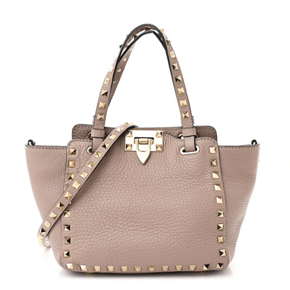 Valentino Garavani Pebbled Calfskin Mini Rockstud Tote Poudre 1 of 9