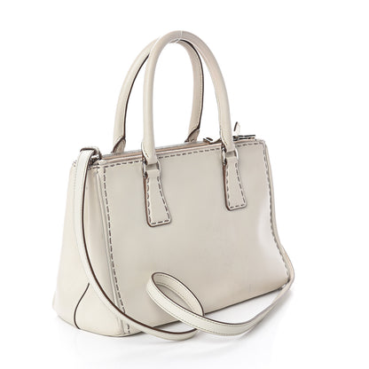 Prada City Calf Hand Stitched Small Galleria Double Zip Tote Talco 2 of 8