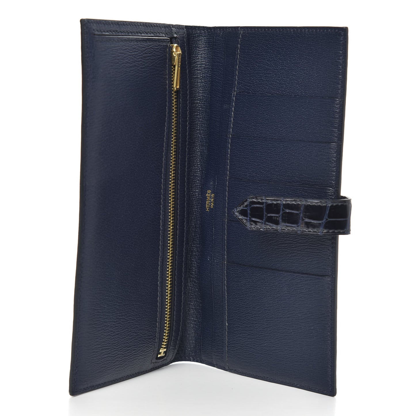 Shiny Alligator Bearn Wallet Bleu Marine