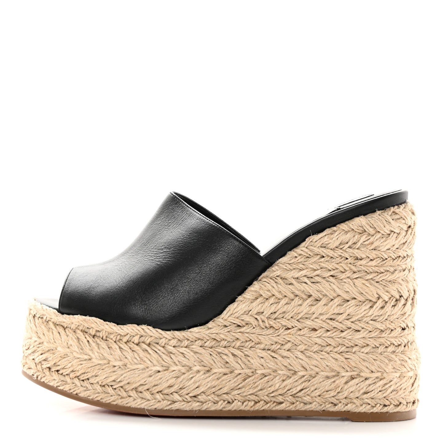 Calfskin Ariella Zeppa 130 Espadrille Sandals 37 Black Naturel