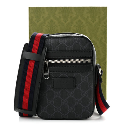 Gucci GG Supreme Monogram Appia Calfskin Web Small Camera Messenger Bag Black Grey 11 of 11