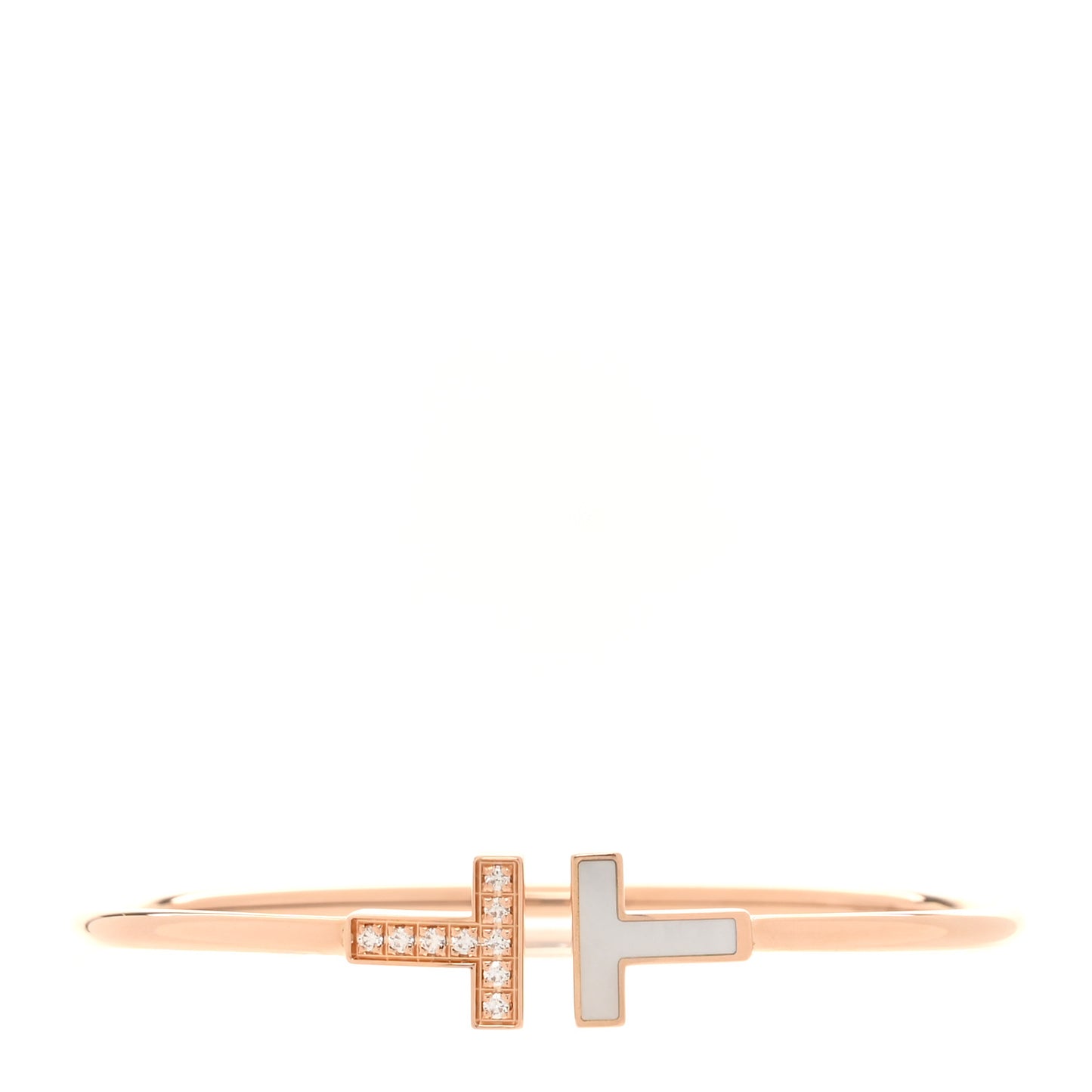 18K Yellow Gold Diamond Mother of Pearl T Wire Bracelet