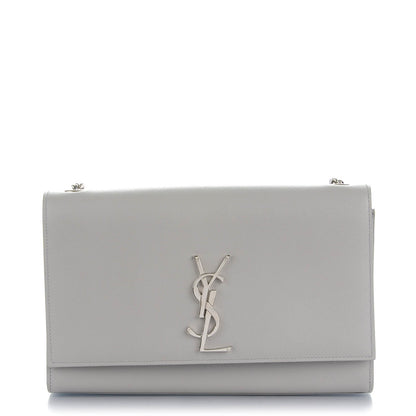 Saint Laurent Grain De Poudre Medium Classic Monogram Satchel Light Grey 1 of 6