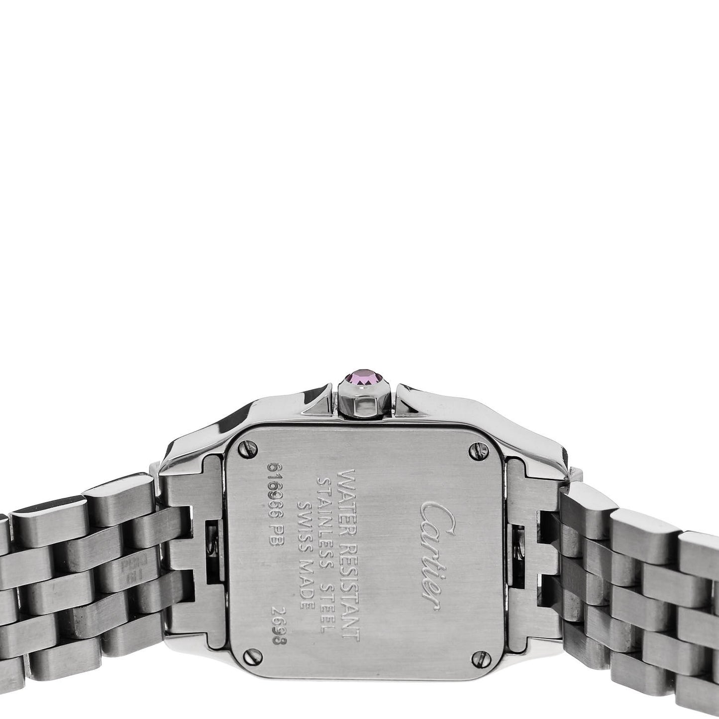 Stainless Steel Pink Mother of Pearl 20mm Santos Demoiselle Quartz Watch