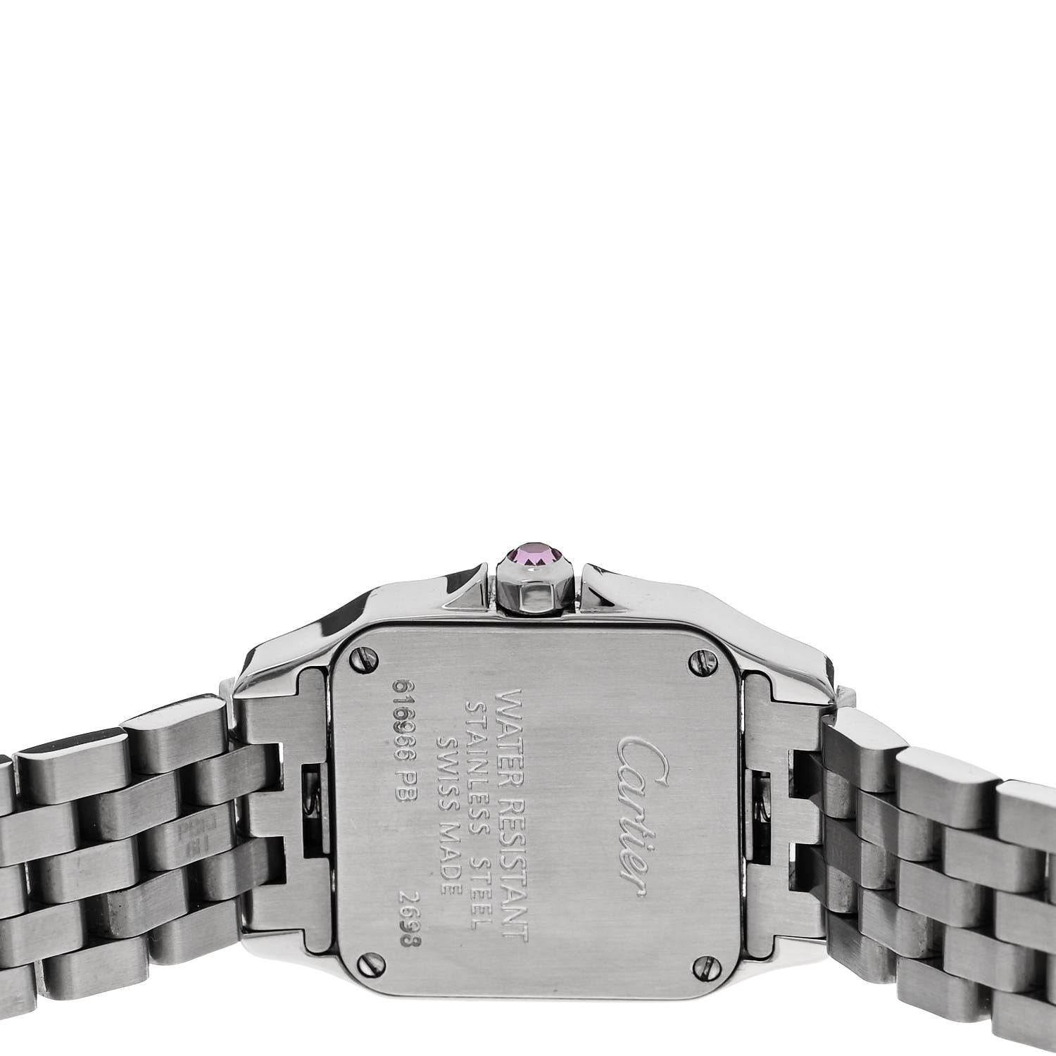 Cartier Stainless Steel Pink Mother of Pearl 20mm Santos Demoiselle Quartz Watch 4 of 5