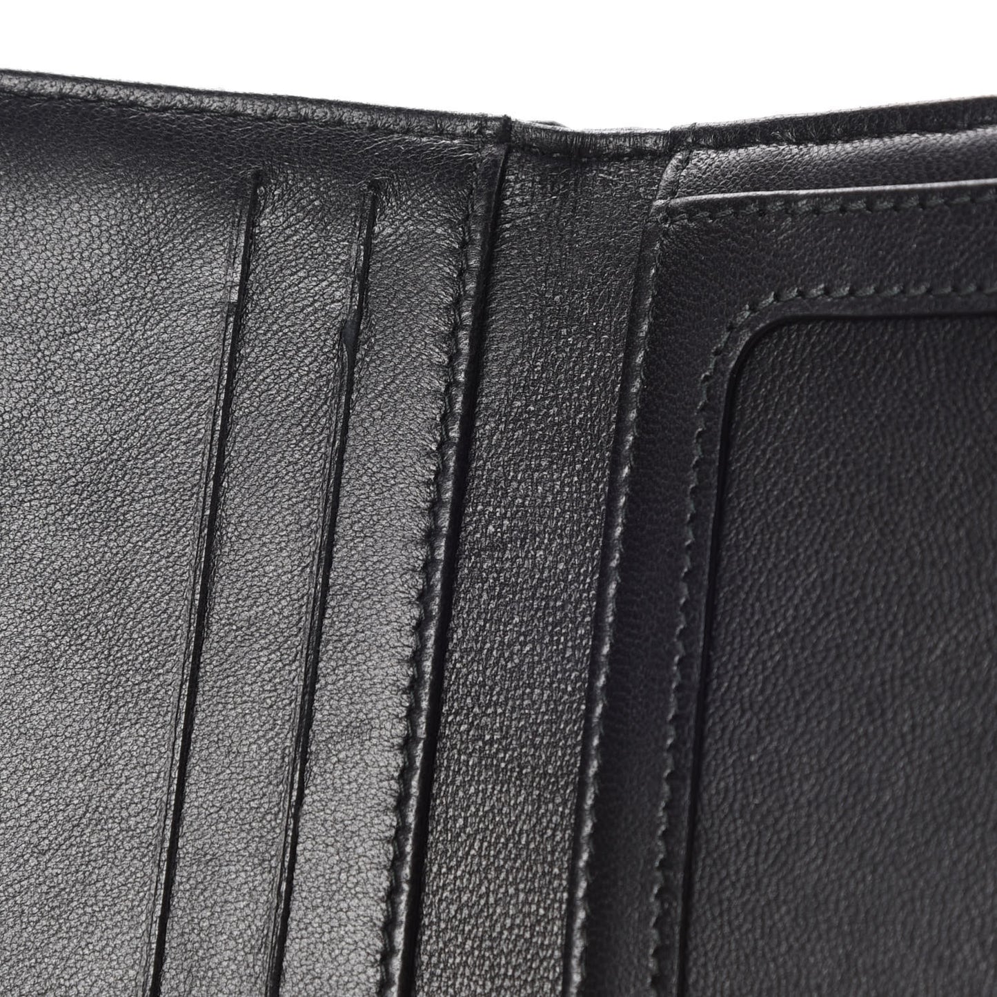 Sheepskin Chevron Card Holder Wallet Black