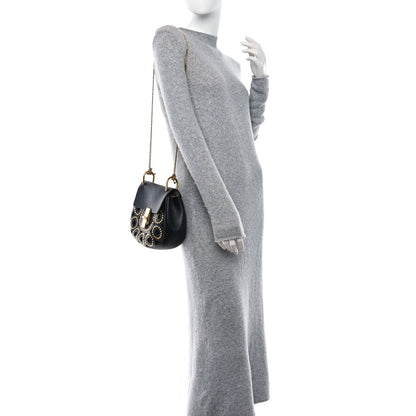 Chloe Calfskin Suede Studded Drew Shoulder Bag Black 2 of 8