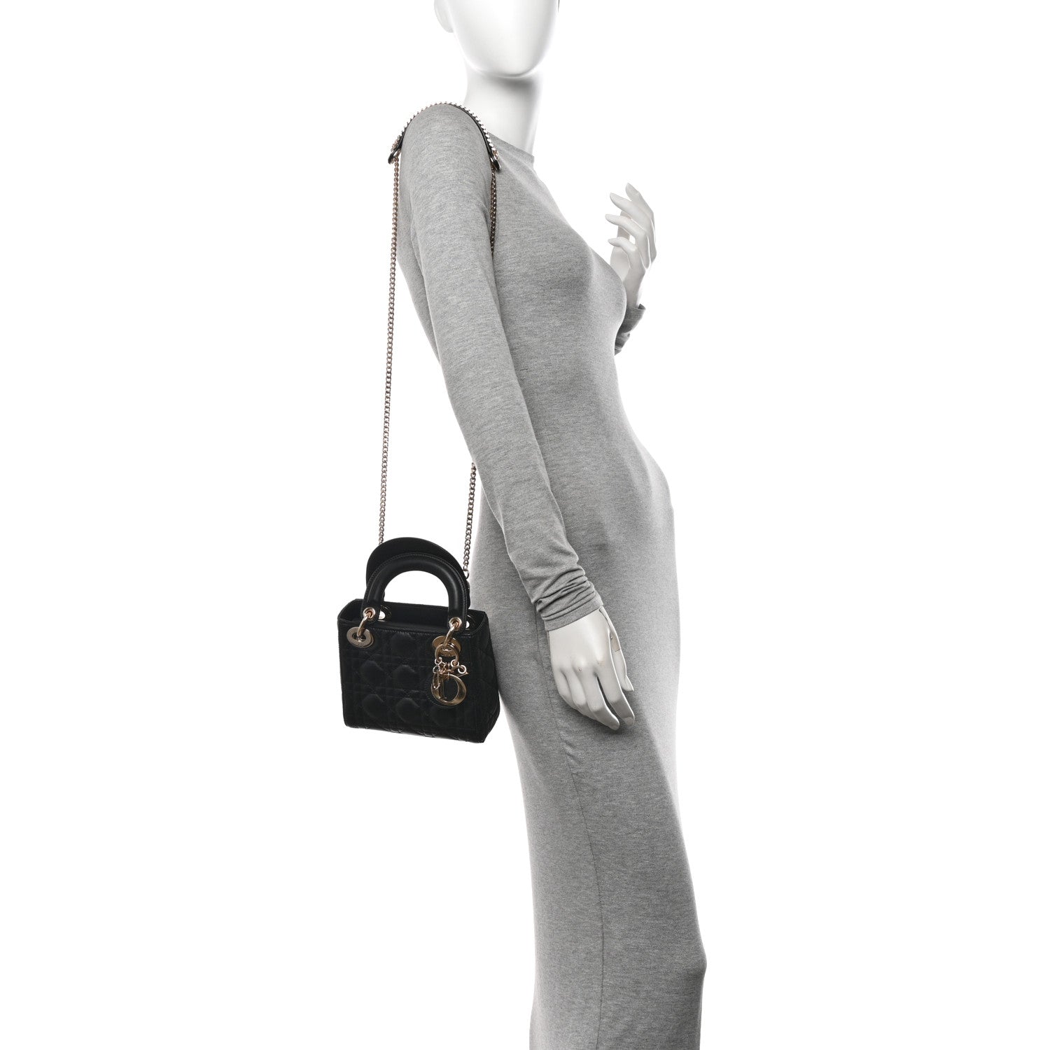 Christian Dior Lambskin Cannage Mini Lady Dior Black 2 of 10