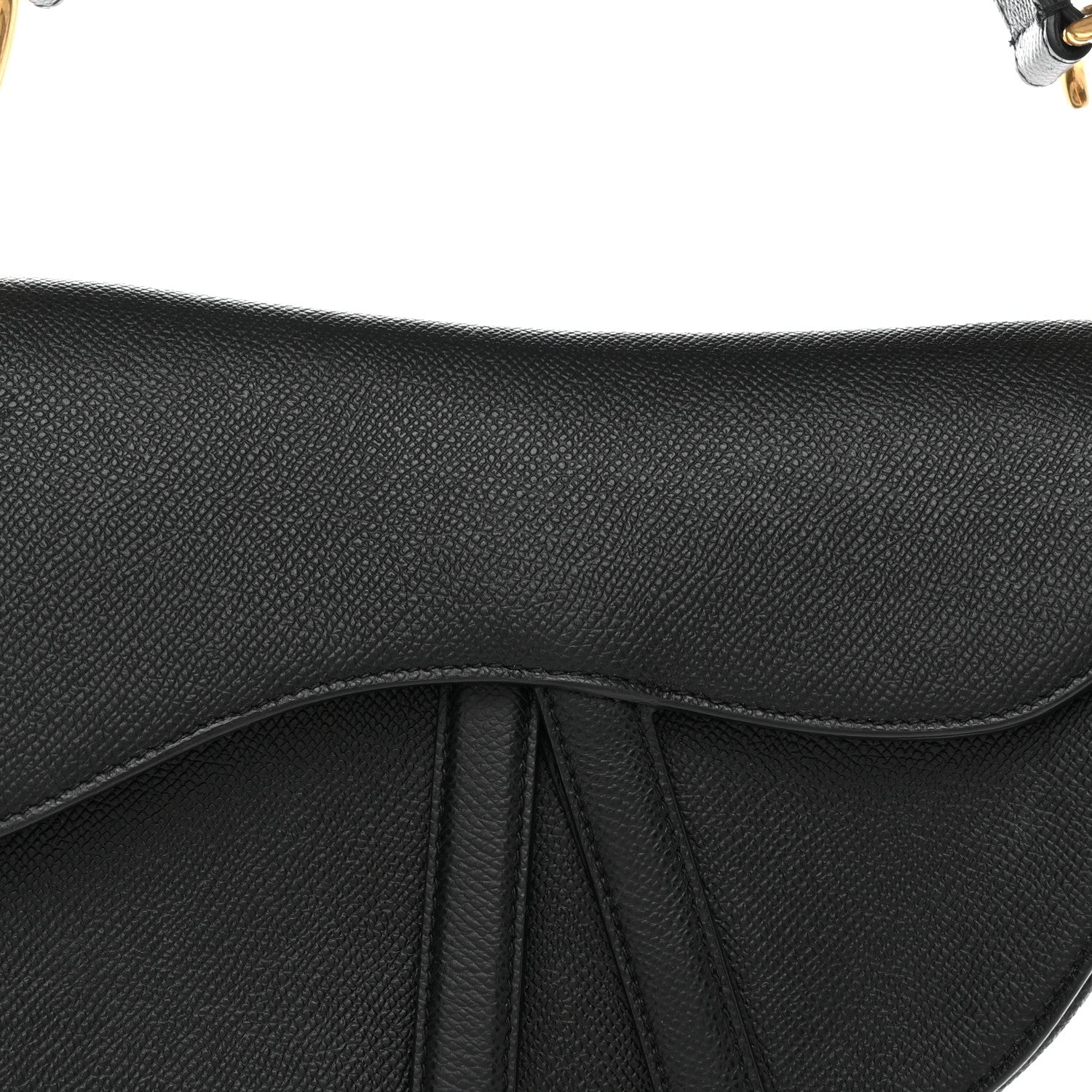 Christian Dior Grained Calfskin Saddle Bag Black 8 of 13