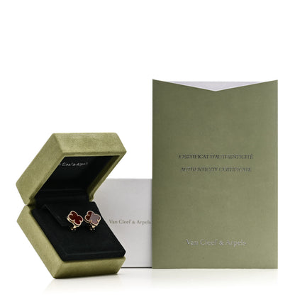 Van Cleef & Arpels 18K Yellow Gold Carnelian Vintage Alhambra Earrings 5 of 5