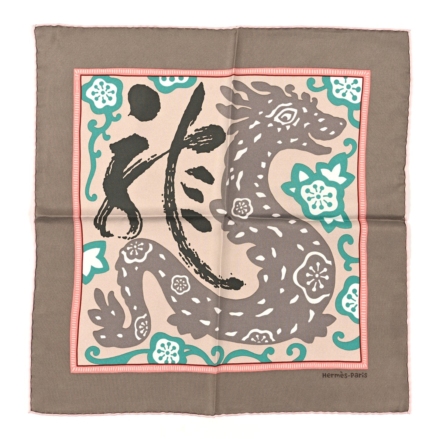 Silk Twill L Annee Du Dragon Pocket Square Scarf