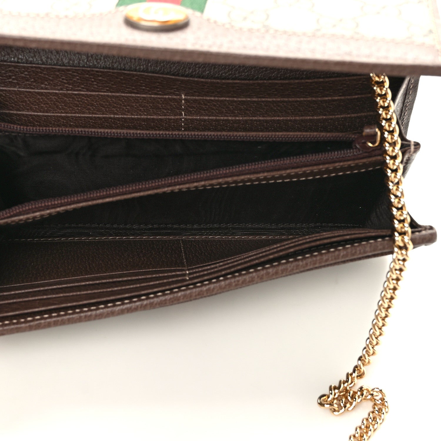 Gucci GG Supreme Monogram Web Ophidia Wallet On Chain Brown 5 of 10