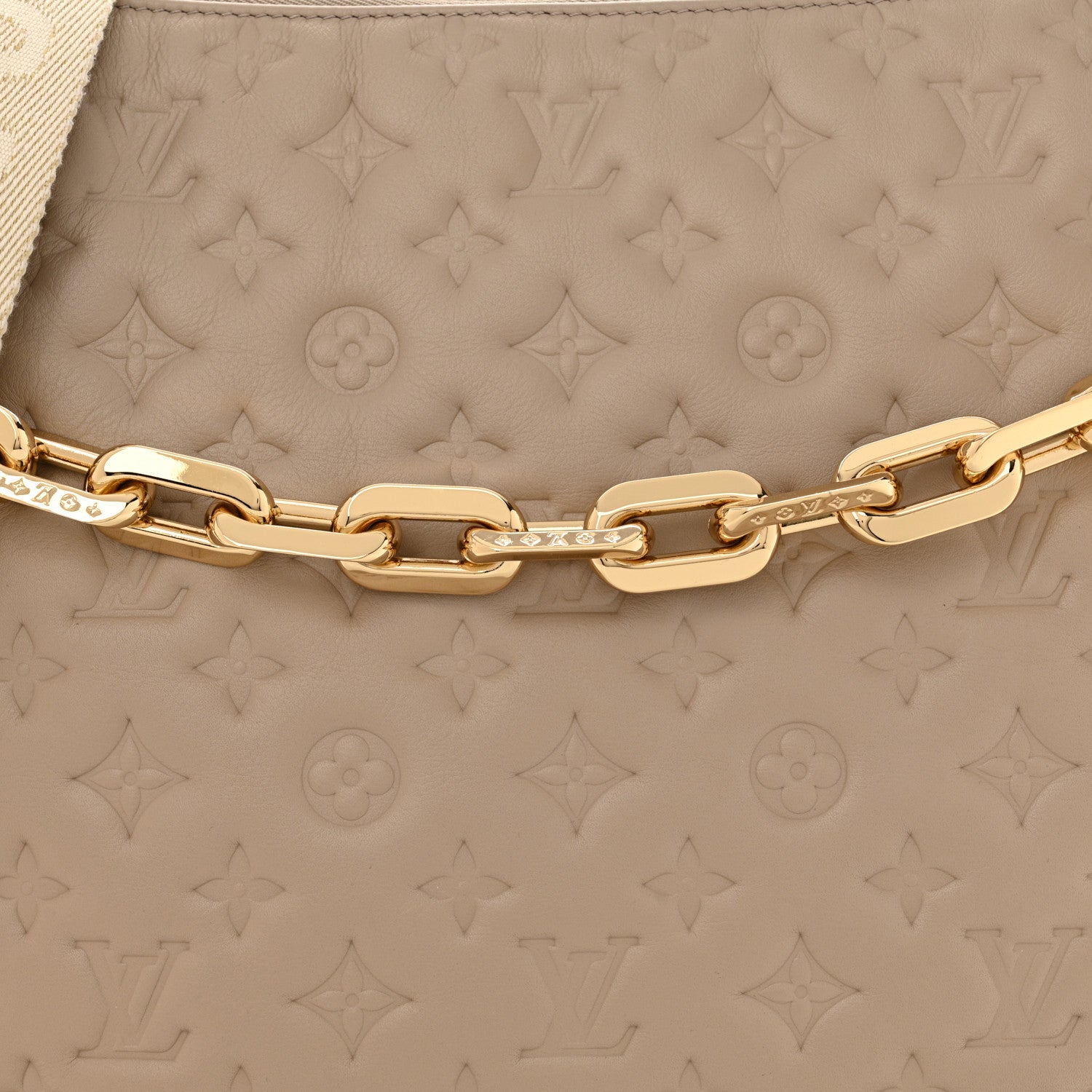 Louis Vuitton Lambskin Embossed Monogram Coussin Hobo MM Galet 8 of 12