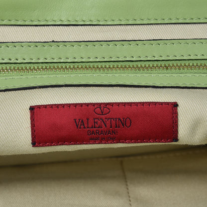 Valentino Garavani Denim Rockstud Single Handle Flap Tote Blue 6 of 9