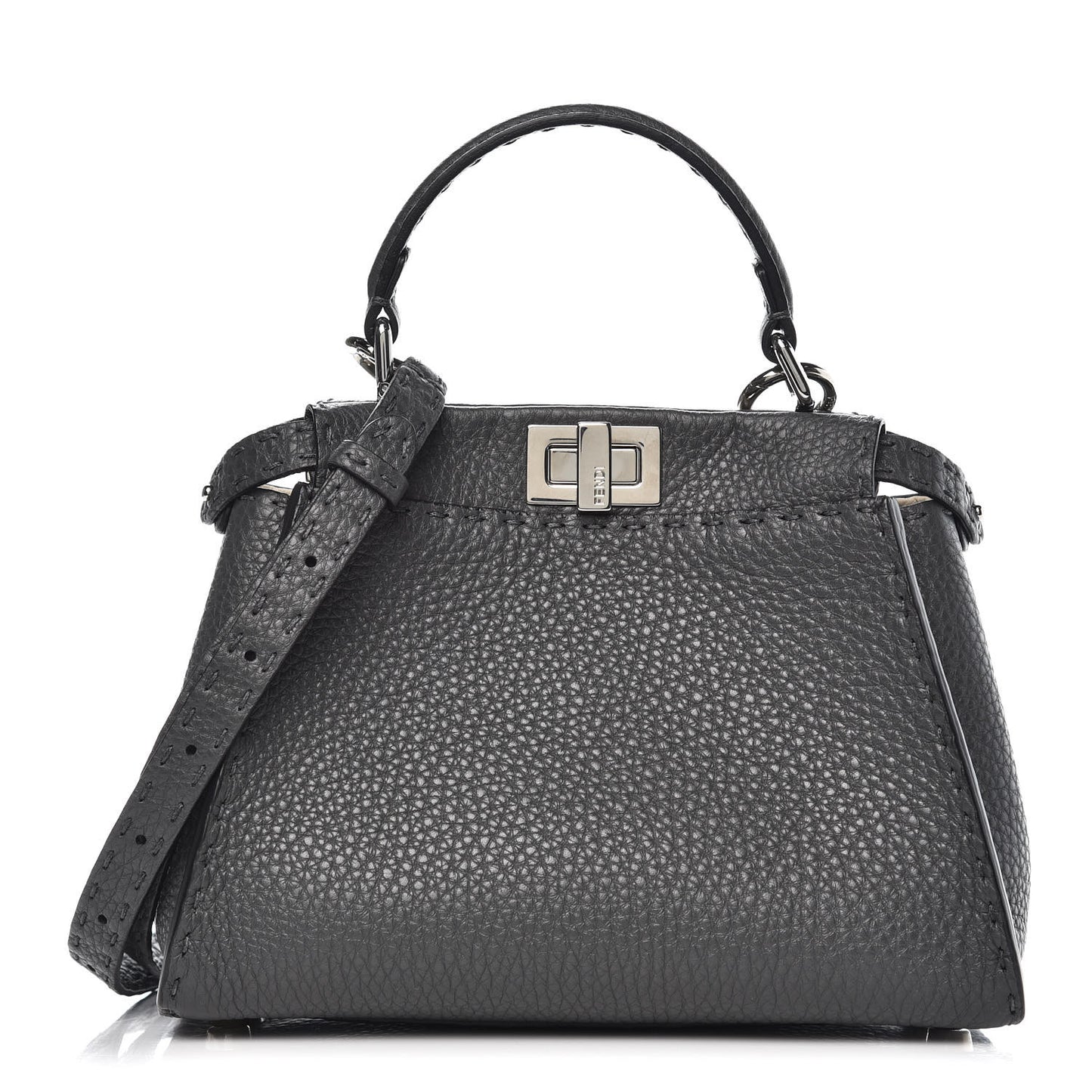 Cuoio Romano Selleria Bi-Color Mini Peekaboo Iconic Satchel Asfalto Latte