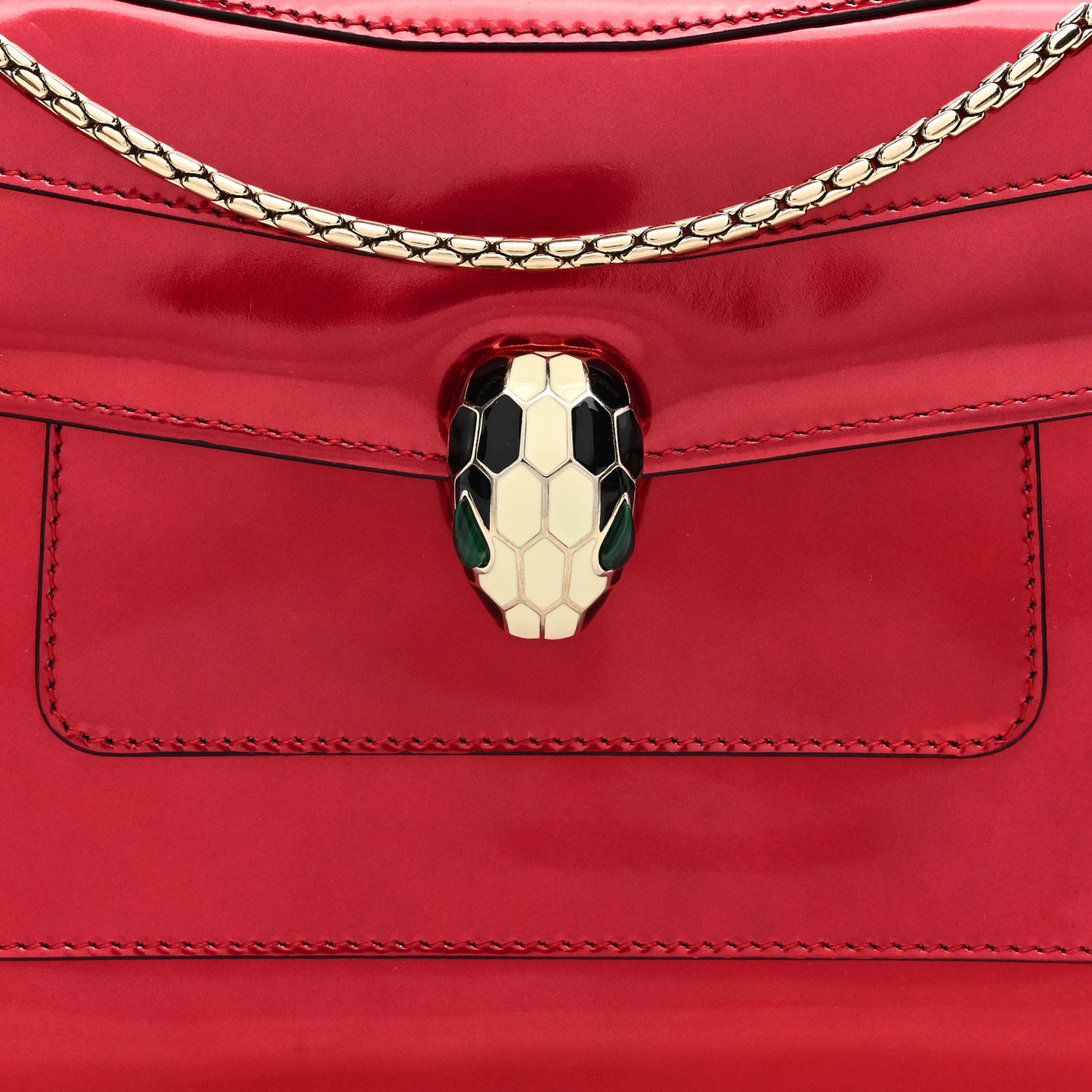 Metallic Calfskin Serpenti Forever Shoulder Bag Red