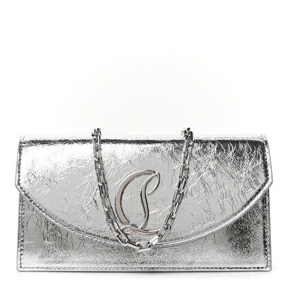 Christian Louboutin Metallic Textured Calfskin Loubi54 Crossbody Clutch Silver 1 of 9